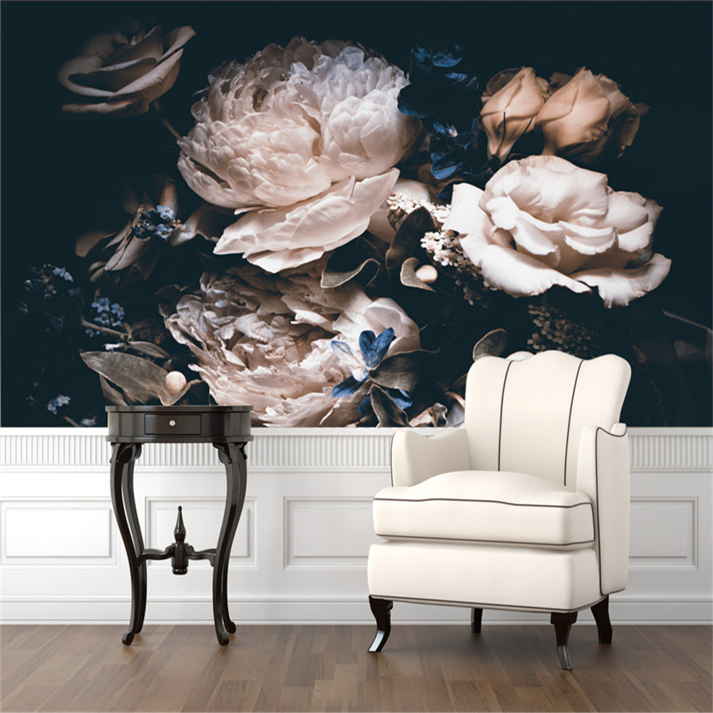 Custom 3D Photo Wallpaper Flowers Dark Background Mural for Living Room Bedroom Wall Papers Home Decor