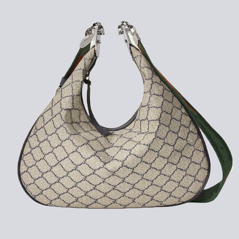 Attache large shoulder bag ebony Blue red Web trim additional leather strap Designer Luxury cross body Handbags Beige blue canvas crescent moon G shaped hook closure, Customize
Attache large shoulder bag ebony Blue red Web trim additional leather strap Designer Luxury cross body Handbags Beige blue canvas crescent moon G shaped hook closure, Customize