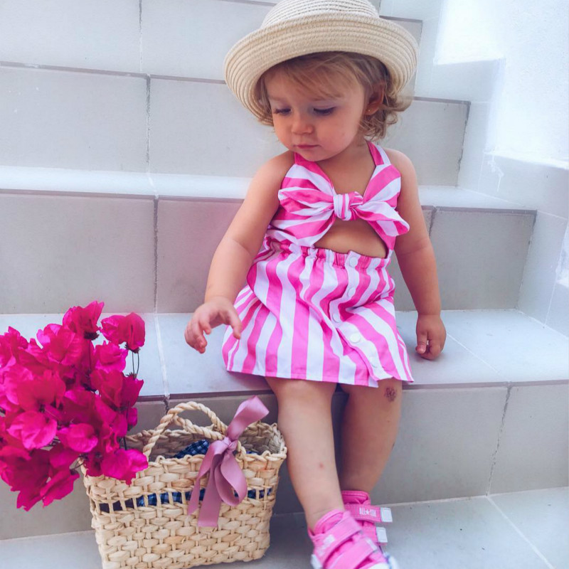 Mother and Daughter Summer Dress Family Matching Outfits Women Baby Girls Sleeveless Stripe Casual Dress Mommy and Me Clothes 220531