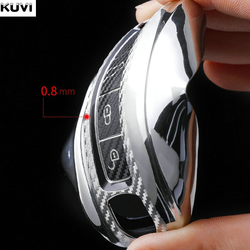 Carbon Fiber Grain TPU Car Key Case Remote Protect Frame Cover For Porsche Cayenne Panamera 911 992 971 Carrera Taycan