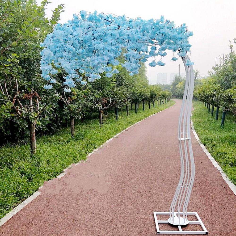 2.6M height silk Artificial Cherry Blossom Tree road lead Simulation Cherry Flower with Iron Arch Frame For Wedding mall party Props