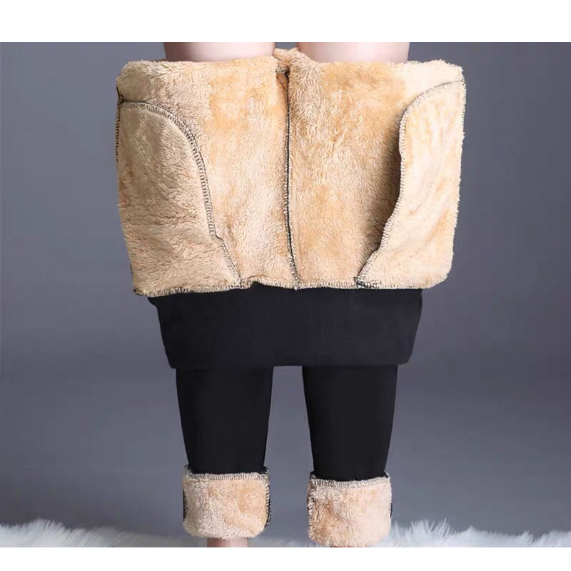 Slim Women Pant Winter Lambskin Cashmere Pants Warm Female Casual Harem Lined Fleece Trousers Autumn Sweatpants 220325