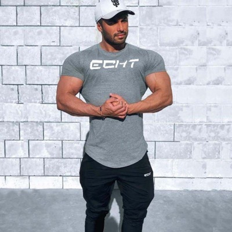 Men's Fashion T Shirt Men Tops Summer Fitness Bodybuilding Clothes Muscle Male Shirts Cotton Slim Fit Tees 220421