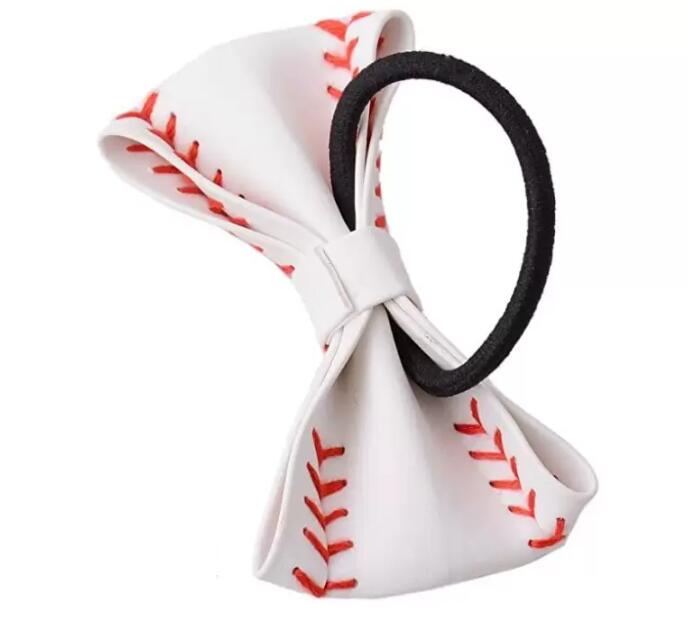 Titanium Sport Accessories 100pcs ponytail softball Baseball leather Hair Accessory Girls Hairs Ties Perfect for softballs Player Baseball Teams GG102