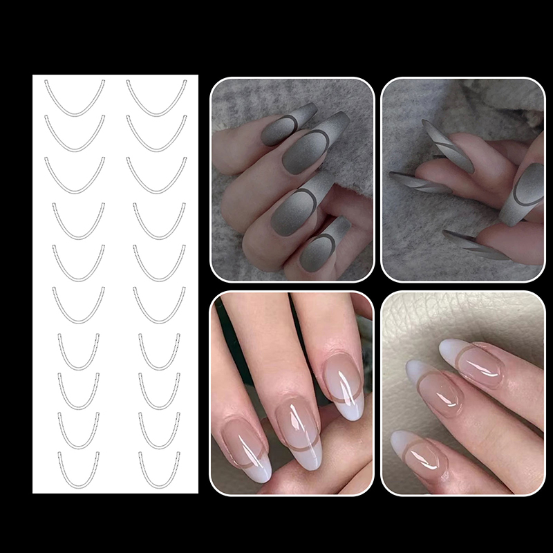 Nail Art Long Strip Hollow Spray Painting Decals Template Love Stars Butterfly DIY Hand-Painted Nail Stickers