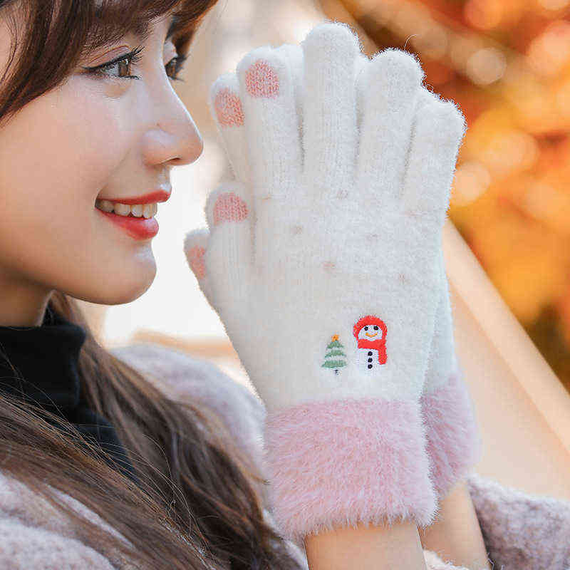 Winter Warm Soft Furry Women Girls Full Fingers Touch Screen Gloves Lovely Snowman Embroidery Five Finger Knitting Glove T06 T220730
Winter Warm Soft Furry Women Girls Full Fingers Touch Screen Gloves Lovely Snowman Embroidery Five Finger Knitting Glove T06 T220730