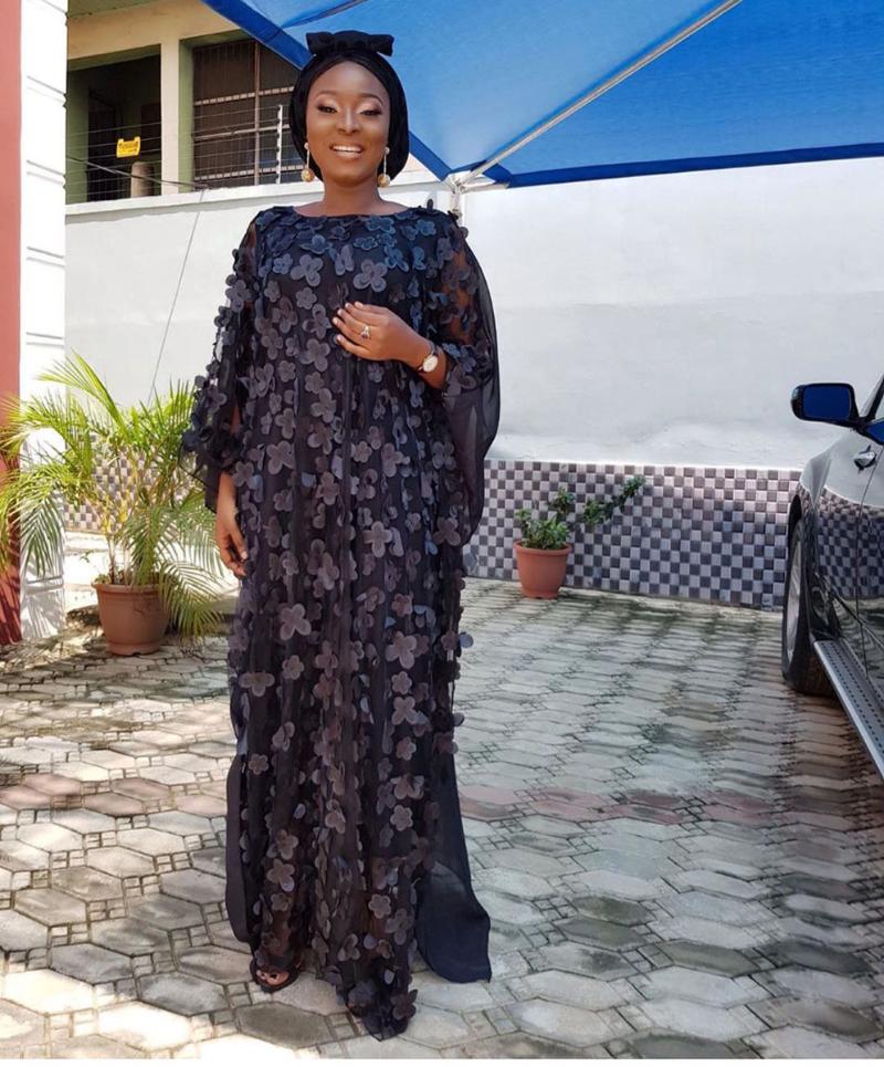 Casual Dresses Tsxt 2022 African Style Women Solid Lace Embroidery Flower Mesh O-Neck Batwing Sleeve Loose Plus Size Robe Vest Long Dress