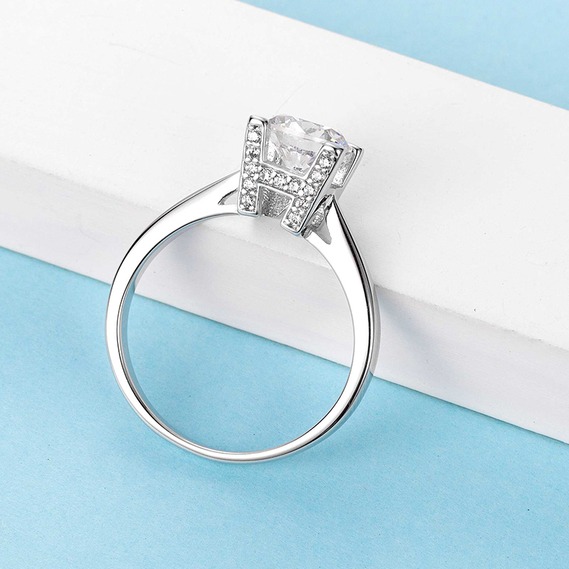 925 silver ring HW character Engagement Anniversary Ring 1ct round excellent cut Proposal 220708