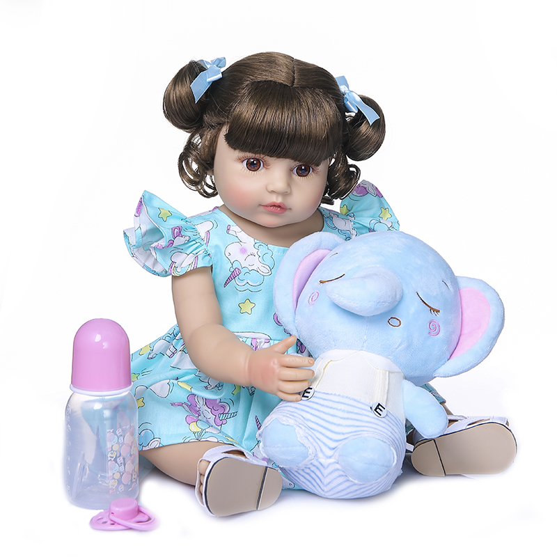 NPK 50CM Full Body Soft Silicone Sweet Face Reborn Toddler Baby Girl Doll Birthday Christmas Gift High Quality 220505