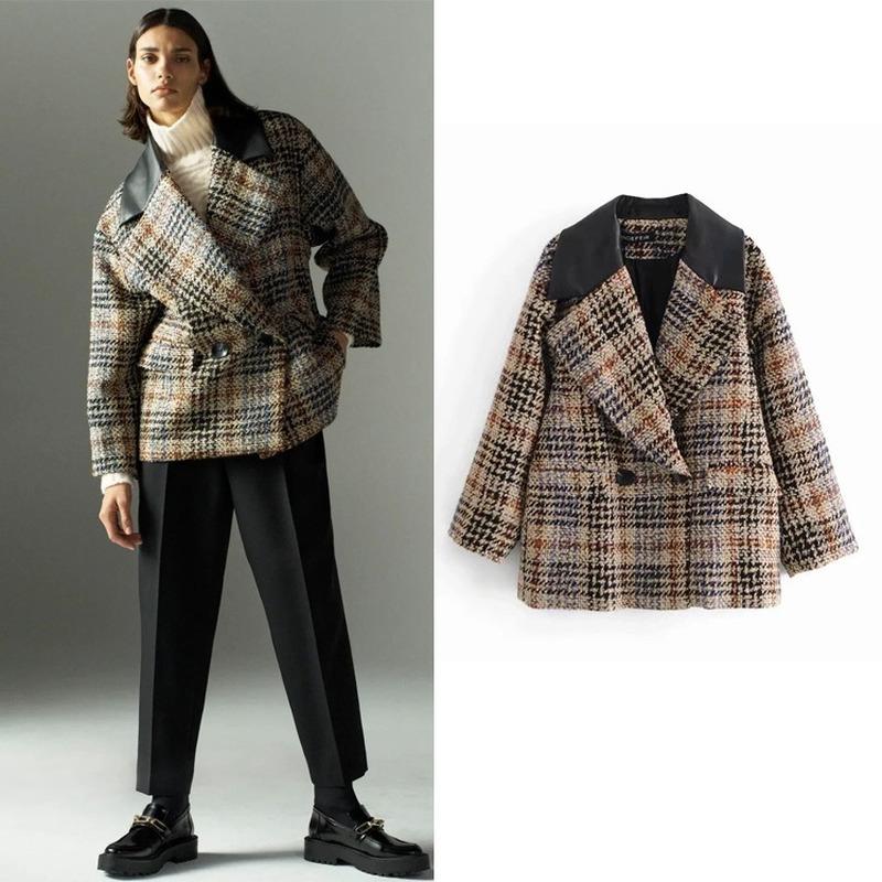 Women's Suits & Blazers Autumn Winter Thick Plaid Tweed Blazer Women Double Breasted Jackets Loose Fashion Coats Outwear Female Clothes OL B, Khaki
Women's Suits & Blazers Autumn Winter Thick Plaid Tweed Blazer Women Double Breasted Jackets Loose Fashion Coats Outwear Female Clothes OL B, Khaki