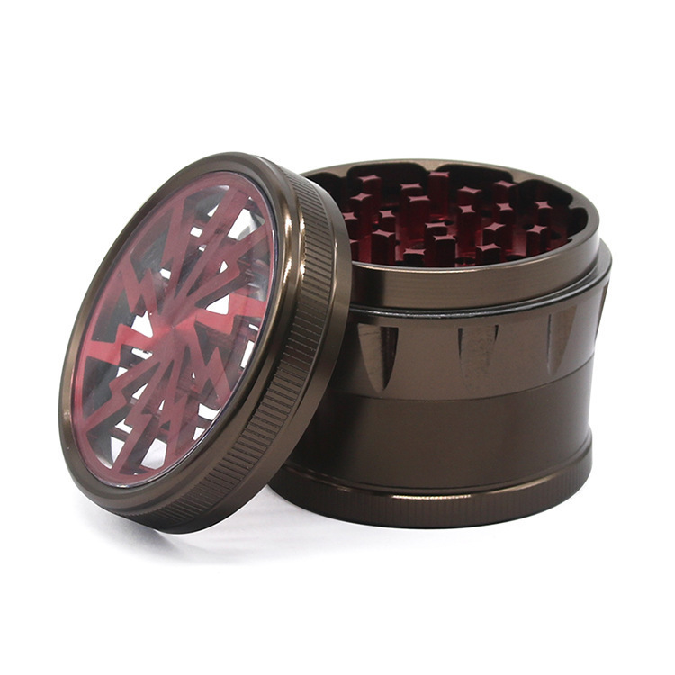 63mm herb grinders 4 parts chamfered drum type lightning transparent cover split aluminum alloy Grinder metal smoke set
63mm herb grinders 4 parts chamfered drum type lightning transparent cover split aluminum alloy Grinder metal smoke set
