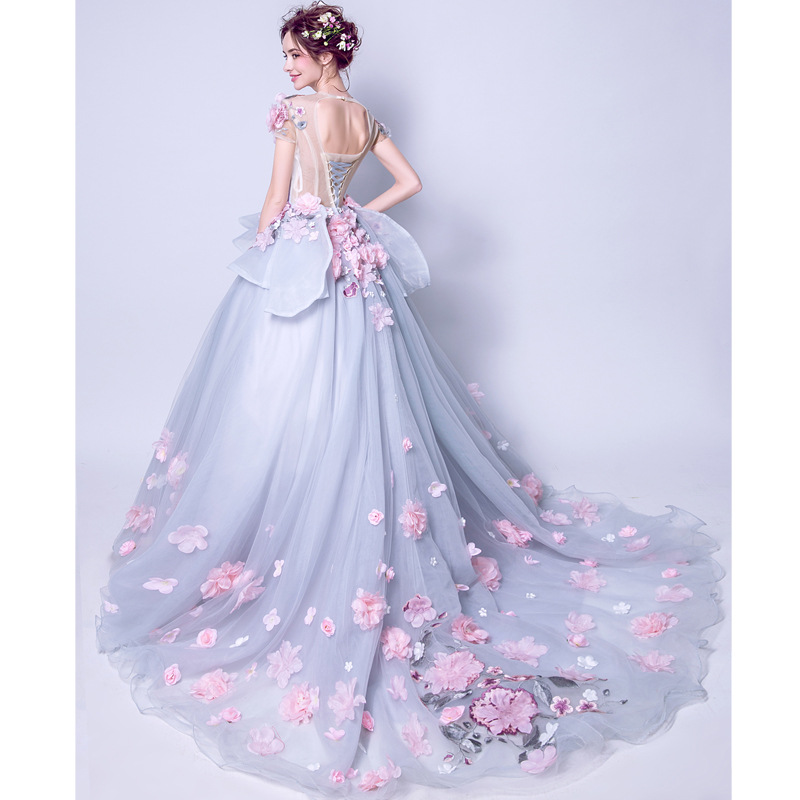 Modest Sparkly Crystal Lace Dresses Cathedral Train Bridal Gowns Real Image 3D Floral Plus Size Wedding Gown Pnina Tornai 403