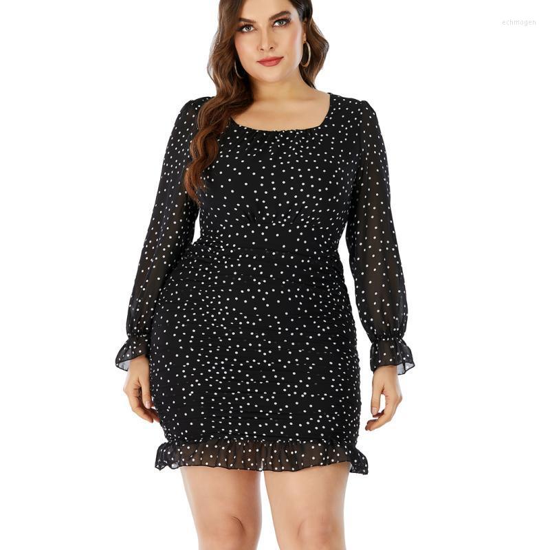 Plus Size Dresses Fashion Sheath For Woman Office Lady Dot Mini Dress Large Clothe Folds Ruffle Square Collar Echm22, Black
Plus Size Dresses Fashion Sheath For Woman Office Lady Dot Mini Dress Large Clothe Folds Ruffle Square Collar Echm22, Black