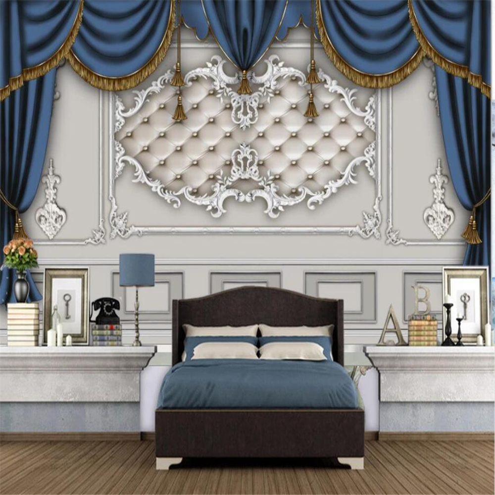 Custom photo wallpaper mural Modern European style curtain plaster pattern European 3D background wall 3d wallpaper