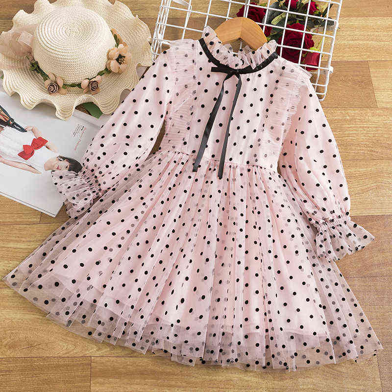 Lace Princess Dress Summer Girls Clothes 3 5 8 Years Kids Dresses for Girls Polka Dot Flower Wedding Evening Children Clothing Y220510