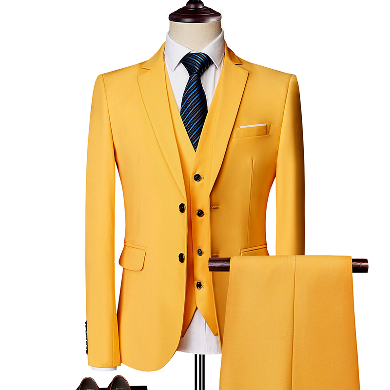 Men's Suits & Blazers Business Formal Men Suits Solid 2-Button Blazer Pants Marr 220823