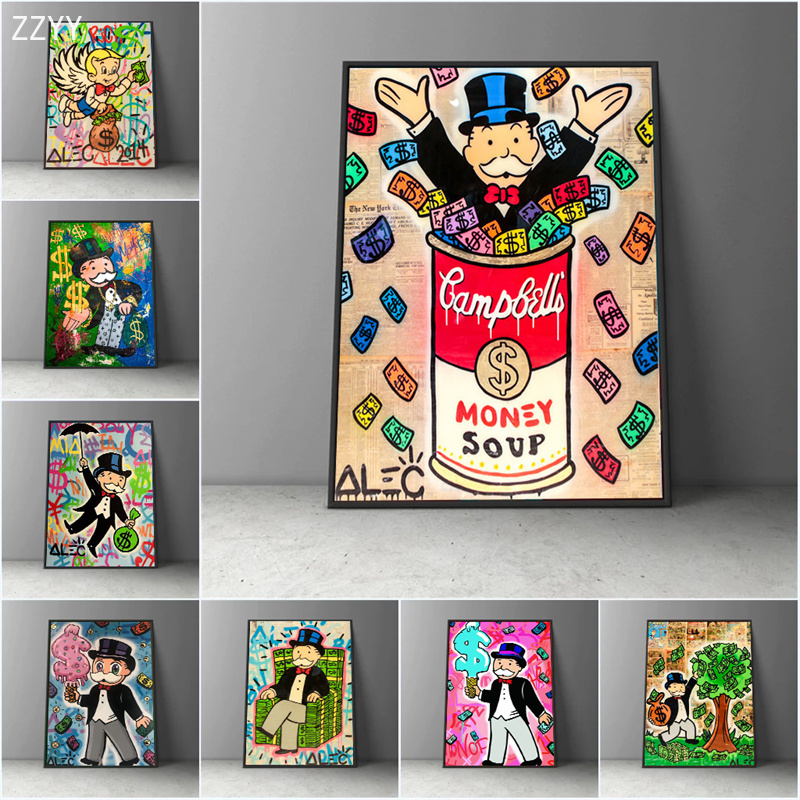 Graffiti Artworks Alec Monopoly Rich Man Dollars Money Pop Art Canvas Poster Painting Cartoon Street Art Wall Pictrue Home Decor
Graffiti Artworks Alec Monopoly Rich Man Dollars Money Pop Art Canvas Poster Painting Cartoon Street Art Wall Pictrue Home Decor