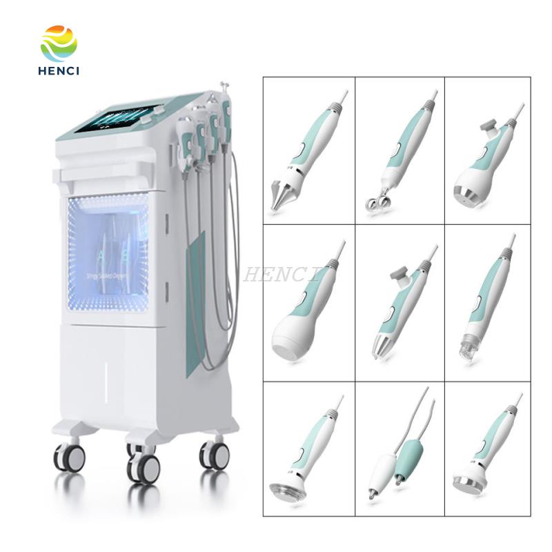 9 in 1 Multifunction Facial Oxygen Spray Ultrasound Cold Hammer Scrubber White skin integrated management instrument