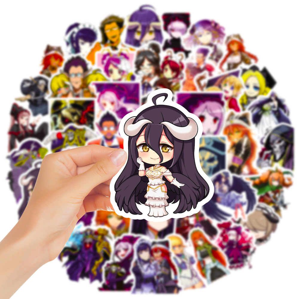 50Pcs Anime Overlord Stickers Momonga Albedo Sticker For Laptop Waterproof Graffiti Skateboard Sticker DIY Toy Decals Motorcycle