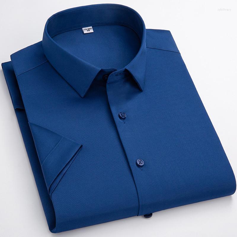 

Men' Dress Shirts 6xl Plus Size Short Sleeve Stretch For Men Summer Soft Solid Man Clothing Business Regular Fit Without Pocket Comfortable, Dx-2128-13