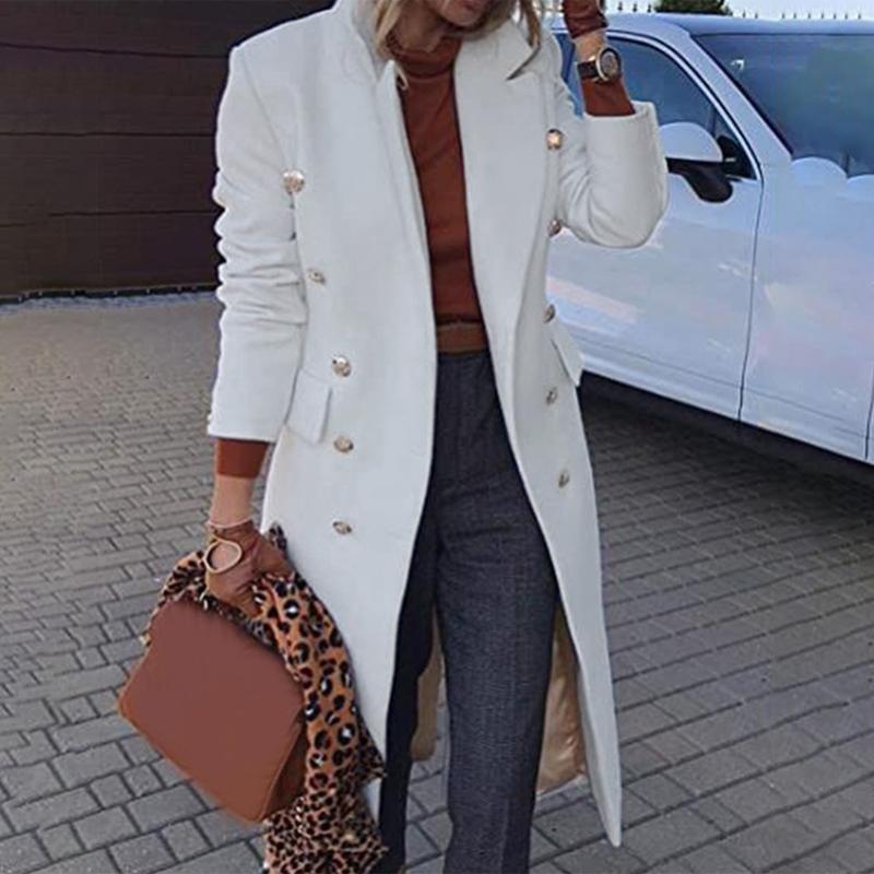 Women's Wool & Blends Autumn Winter Fashion Solid Colors Long Sleeve Turn-down Collar Coat Office Double-breasted Jacket Chaqueta Mujer#g3Wo, White
Women's Wool & Blends Autumn Winter Fashion Solid Colors Long Sleeve Turn-down Collar Coat Office Double-breasted Jacket Chaqueta Mujer#g3Wo, White