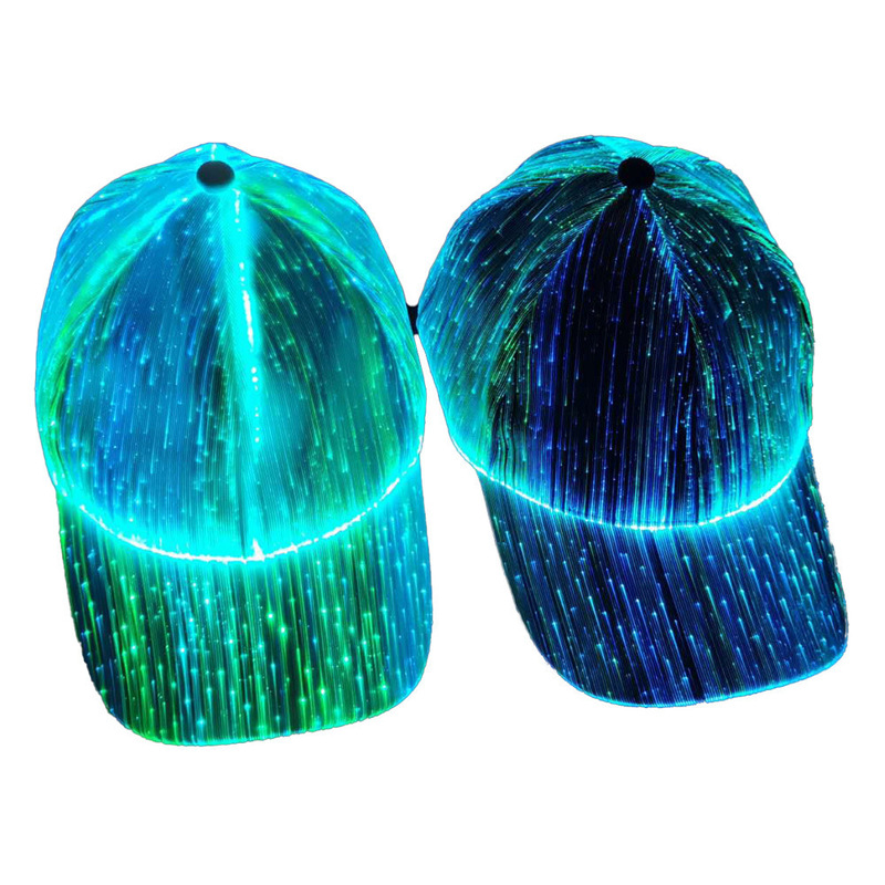 Luminous LED Baseball Cap Glow Hat Unisex DJ Light Up Carnival Fiber Optic Hip Hop Hats Women Christmas Halloween Party 220511