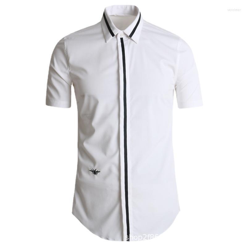 Men's Dress Shirts Men Short-sleeved Shirt Fashion Slim-fit Small Bee Embroidery Contrast Ribbon Black And White Large Size ShirtMen's Vere2
Men's Dress Shirts Men Short-sleeved Shirt Fashion Slim-fit Small Bee Embroidery Contrast Ribbon Black And White Large Size ShirtMen's Vere2
