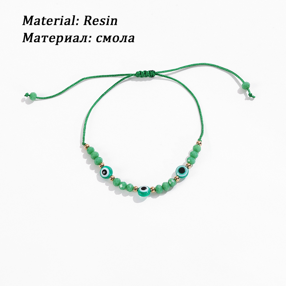 Turkey Blue Evil Eye Bracelet Women Handmade Rope Chain Crystal Lucky 3 Eyes Beads Bracelets Girl Party Jewelry Gift