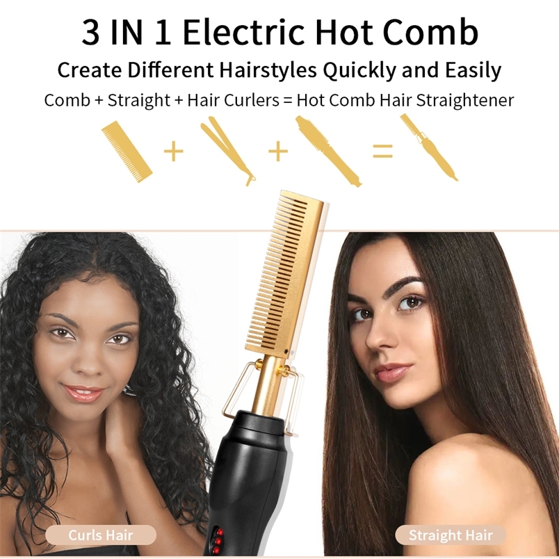 2 in 1 comb straightener curler electric straightener curler dry wet straight perm curler 220623