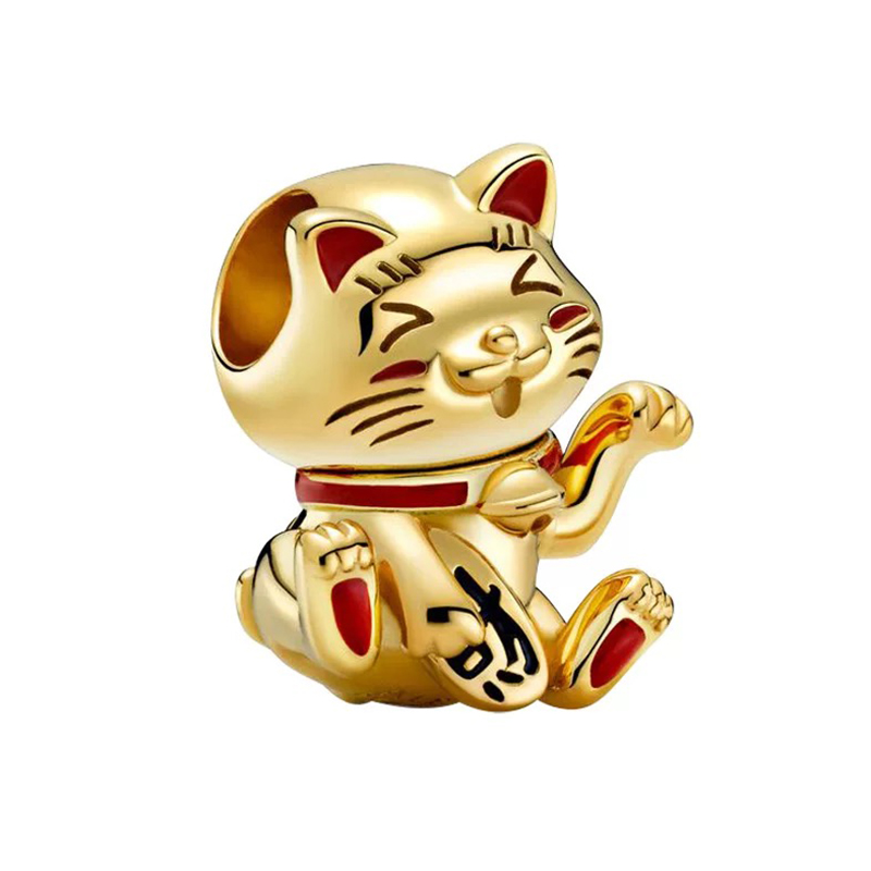 New Popular 925 Sterling Silver Gold Lucky Cat Bee Pineapple DIY Beads Suitable For European Charm Bracelet Ladies Jewelry Fashion Accessories Making