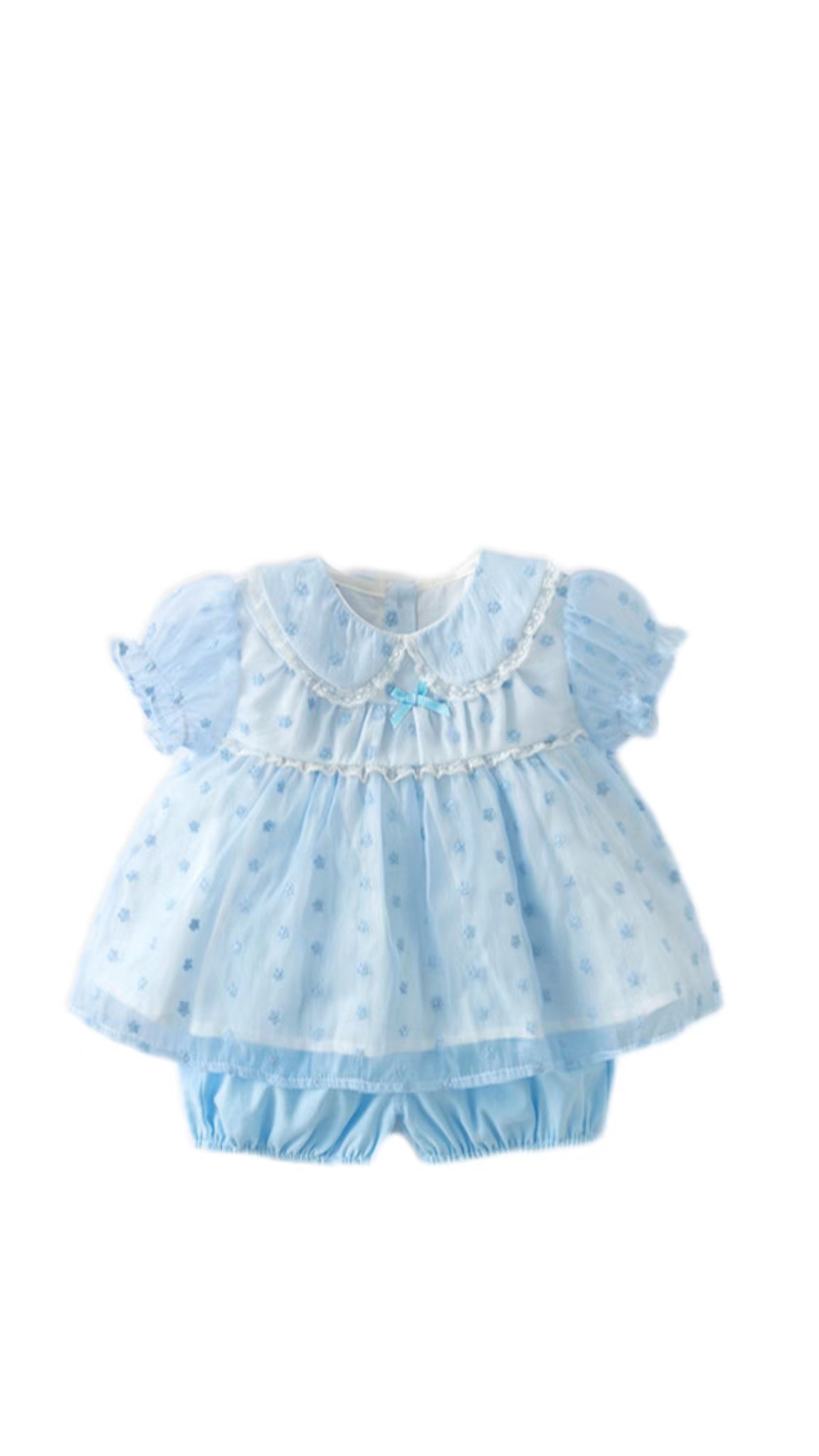Girl 0-3 years old Korean princess one-year-old dress western baby girl skirt shorts two-piece set, Wathet blue
Girl 0-3 years old Korean princess one-year-old dress western baby girl skirt shorts two-piece set, Wathet blue