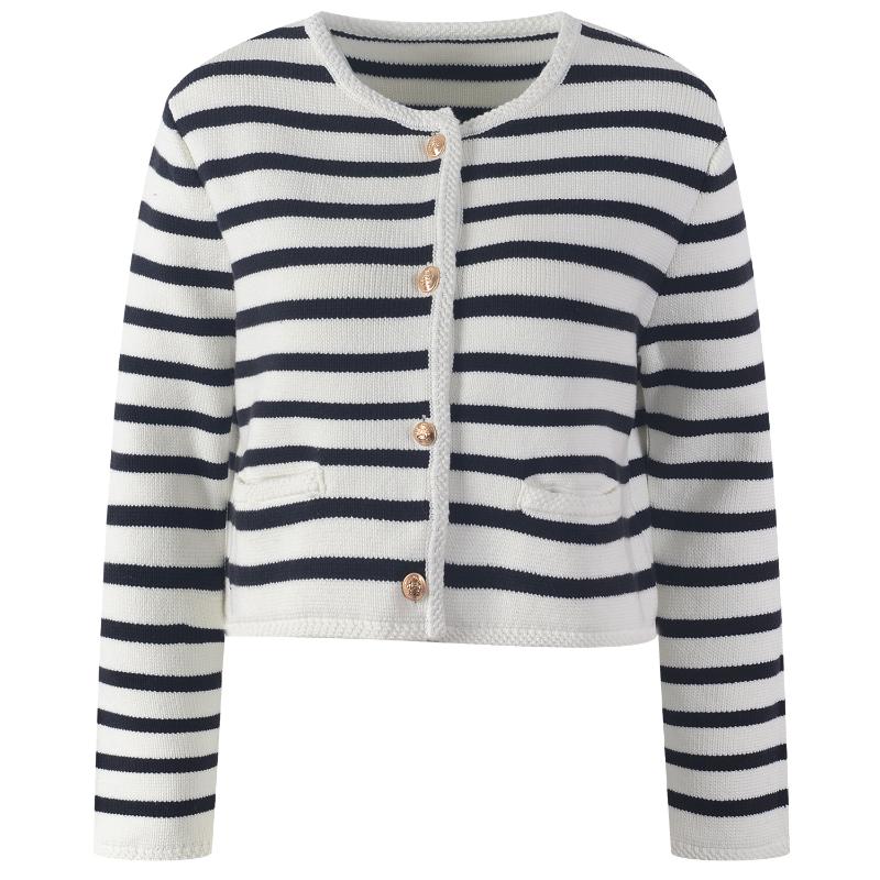 Women's Knits & Tees Vintage Striped Sweater Cardigans Women Knit Crop Tops O-Neck Long Sleeve Buttons Fashion Jersey Black White Streetwear
Women's Knits & Tees Vintage Striped Sweater Cardigans Women Knit Crop Tops O-Neck Long Sleeve Buttons Fashion Jersey Black White Streetwear