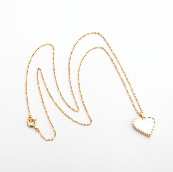 Top Quality Necklace Natural Shell Heart Real 18K Gold Plated Brand New Letter Pendant Necklaces