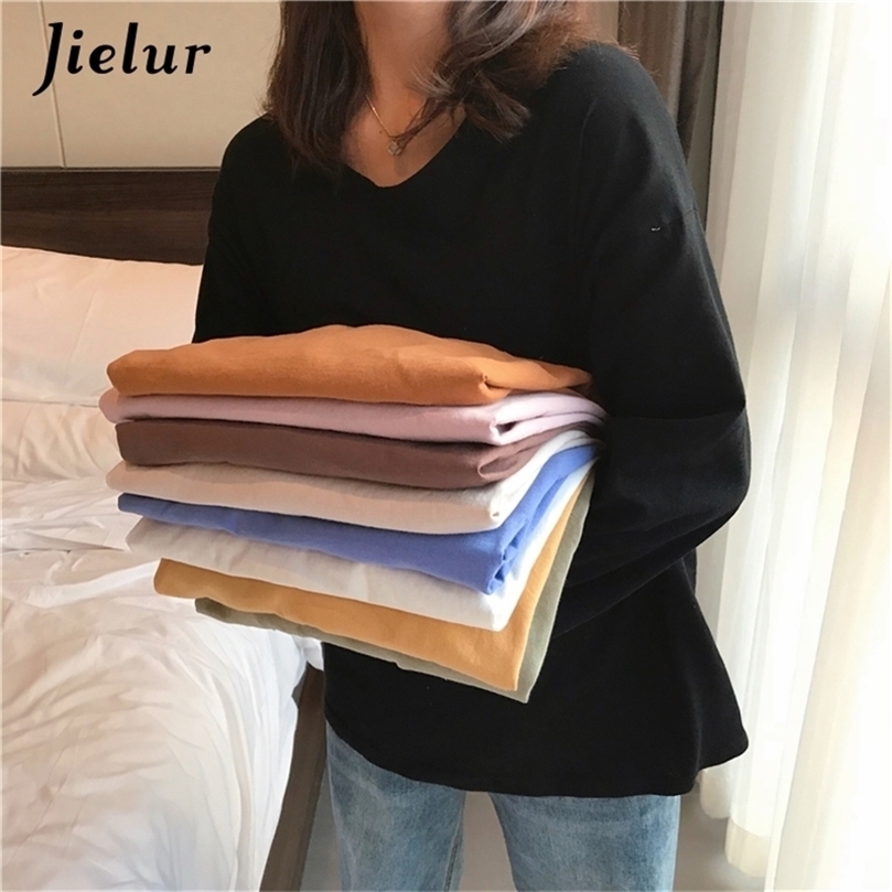 Jielur Autumn Tshirt Women Loose Solid Color Oneck Basic Tee Long Sleeve Tshirt Casual Korean 9 Colors Slim Tshirt 220811, Short sleeve-black
Jielur Autumn Tshirt Women Loose Solid Color Oneck Basic Tee Long Sleeve Tshirt Casual Korean 9 Colors Slim Tshirt 220811, Short sleeve-black