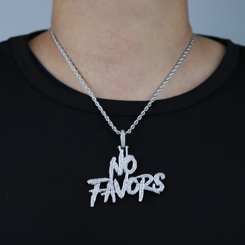 Fashion Name Custom No Favors Initial Letter Pendant Full Iced Out Bling 5A CZ Cubic Zirconia Nameplate Hip Hop Mens Boy Jewelry