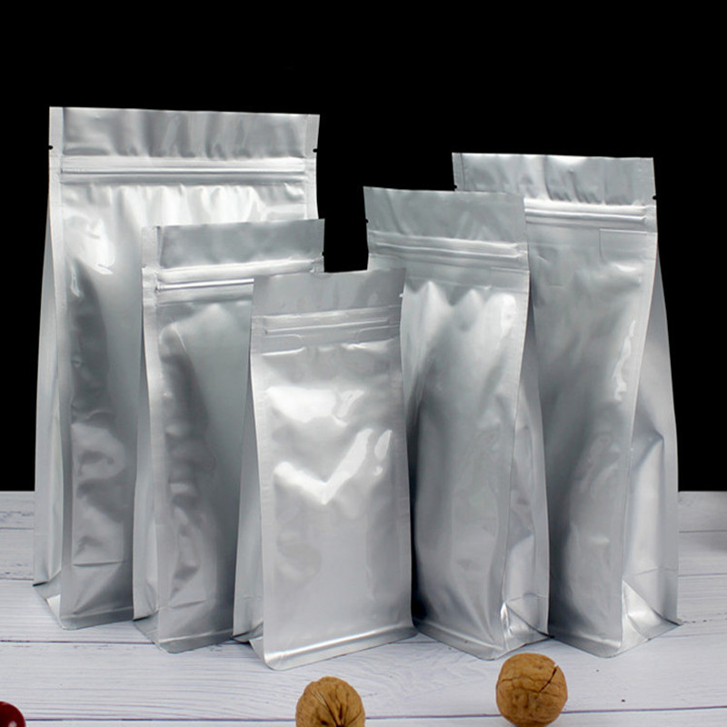 100pcs 3D Thick Stand up Aluminum Foil Packaging Bag Resealable Candy Snack Tea Nuts Food Cereals Coffee Powder Wedding Party Gifts Heat Sealing Stora