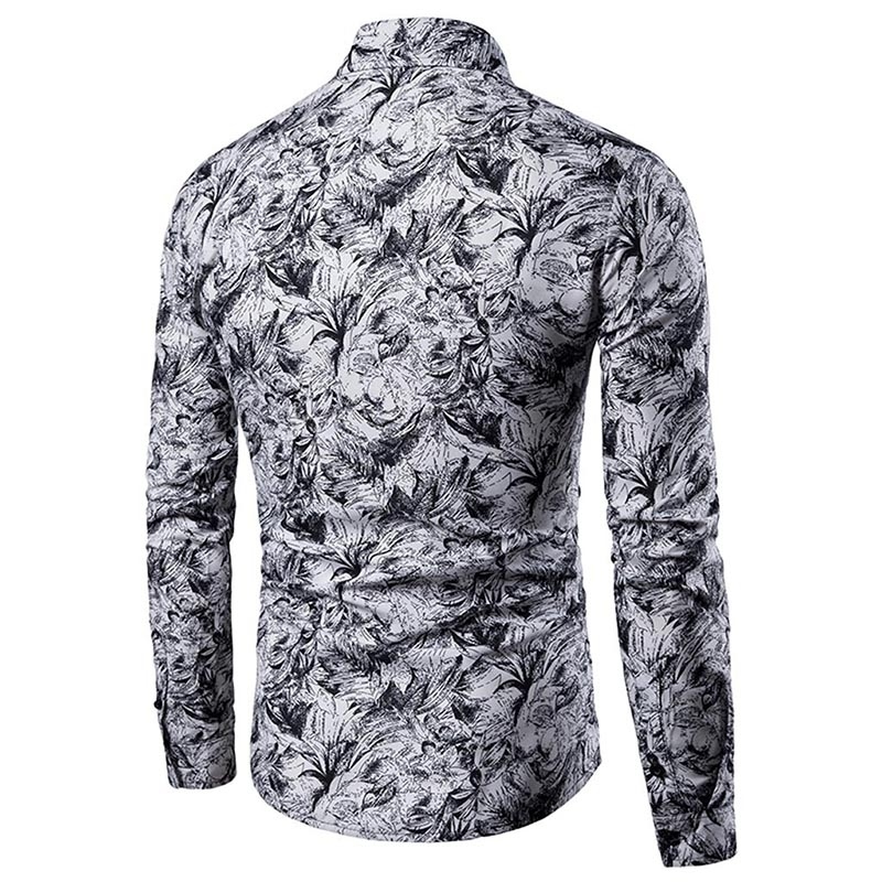 Autumn and winter men's shirt printed long-sleeved camisas hombre chemise homme White camisa camis 220322