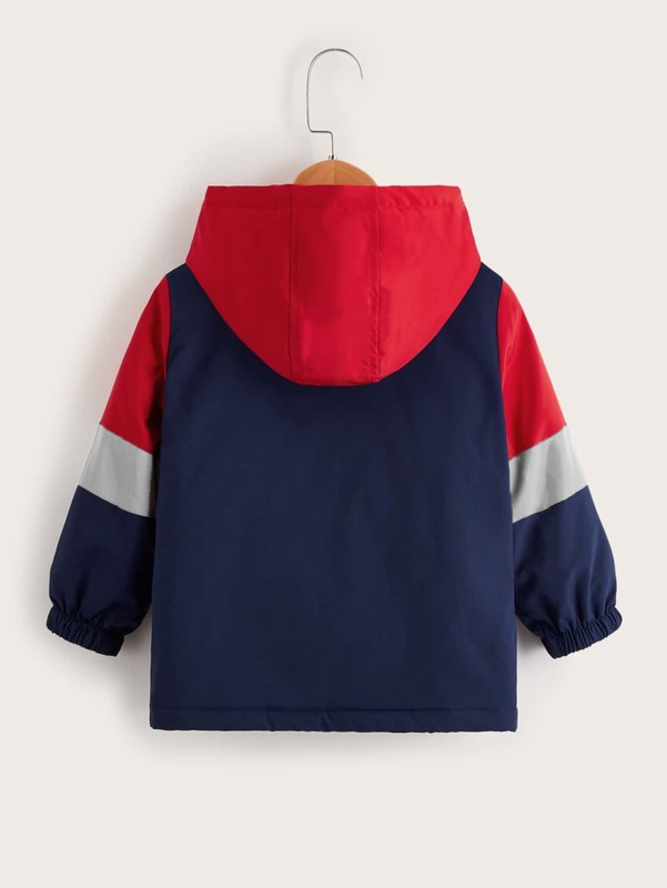 Toddler Boys Reflective Color Block Hooded Coat SHE