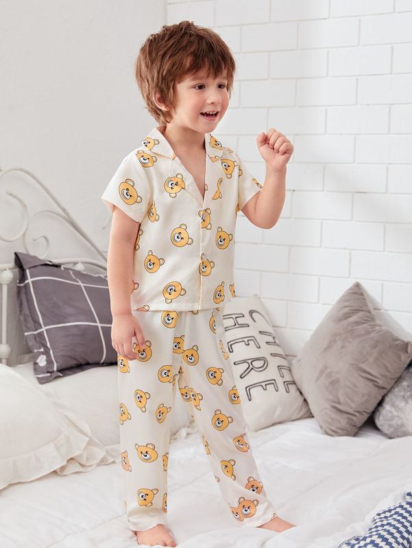 Toddler Boys All Over Cartoon Graphic PJ Set SHE