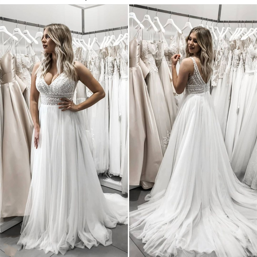 Beach Wedding Dress V-Neck vintage crochet cotton laceBoho Backless Sweep Train Charming For Brides gowns Robe De Mariee