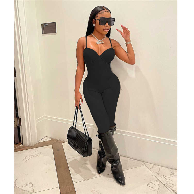 2023 Sexy Jumpsuits for Women Summer Sleeveless Playsuits Spaghetti Strap Onesies Nightclub Sexy Solid Rompers