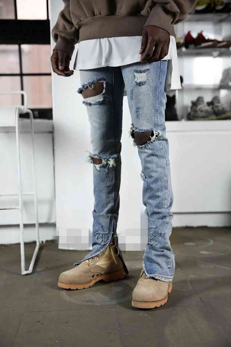 Men's new style hole worn slim fit small foot zipper fashion jeans high street hip hop personalized beggar pants, Light blue
Men's new style hole worn slim fit small foot zipper fashion jeans high street hip hop personalized beggar pants, Light blue