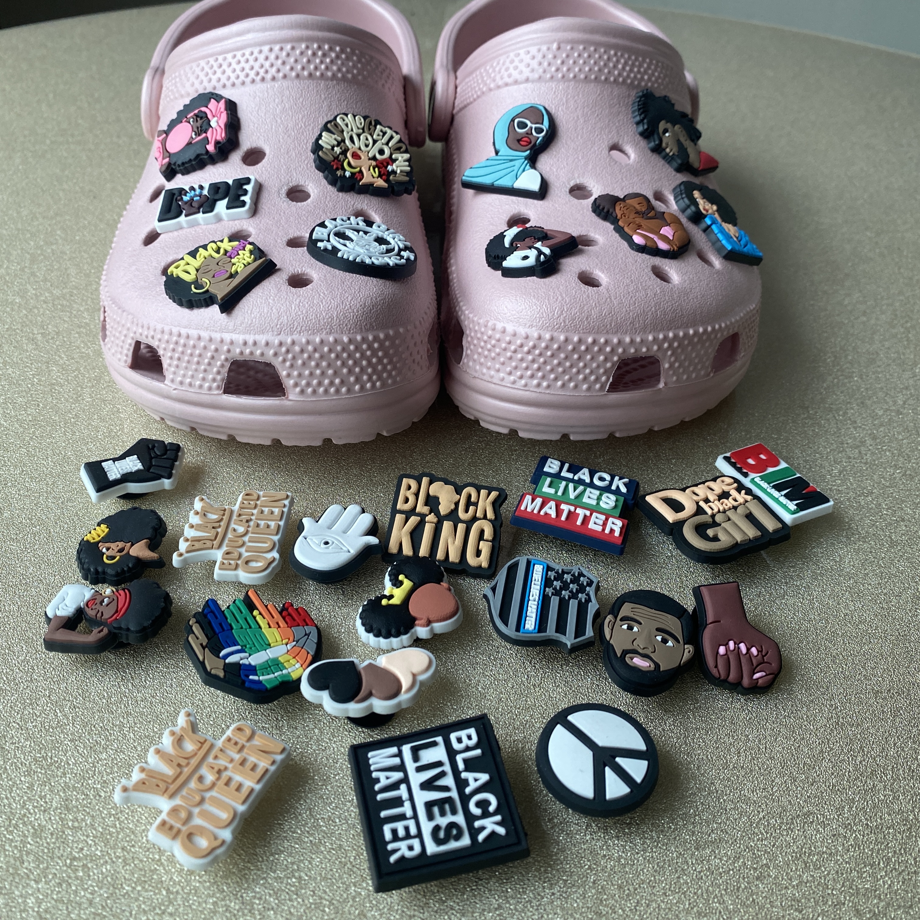 Wholesale BLM Croc Charms Hispanic Latino Shoe Charms Parts Accessories with Buckle Clog Pins for Teens Girls Boys Adult
Wholesale BLM Croc Charms Hispanic Latino Shoe Charms Parts Accessories with Buckle Clog Pins for Teens Girls Boys Adult