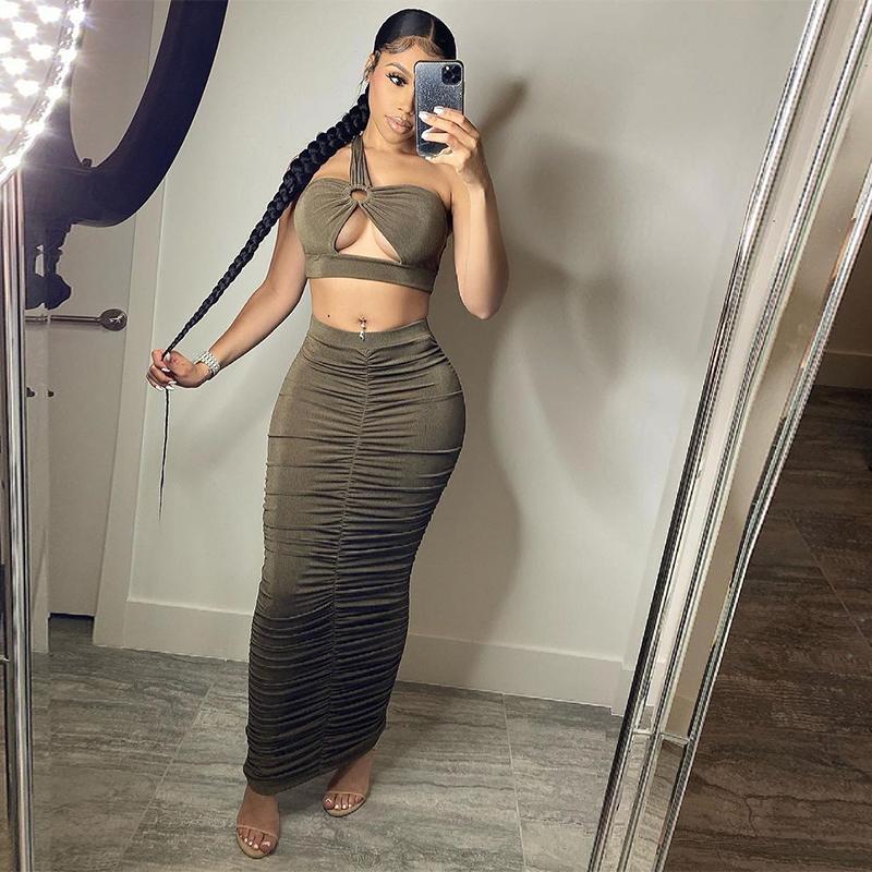 Work Dresses Summer Elegant 2 Piece Set Women One Shoulder Top+Ruched Midi Skirt Skinny Solid Stretchy Streetwear Trend Outfits Matching
Work Dresses Summer Elegant 2 Piece Set Women One Shoulder Top+Ruched Midi Skirt Skinny Solid Stretchy Streetwear Trend Outfits Matching