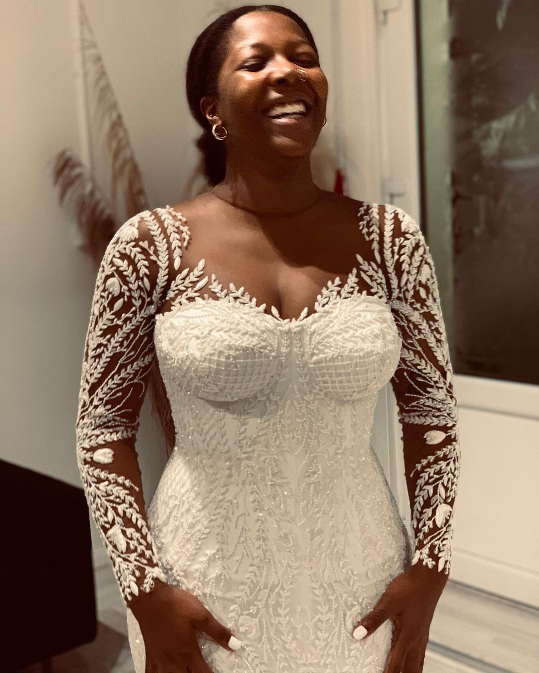 plus size arabic aso ebi ivory luxurious mermaid wedding dress lace beaded vintage sexy bridal gowns dresses zj445