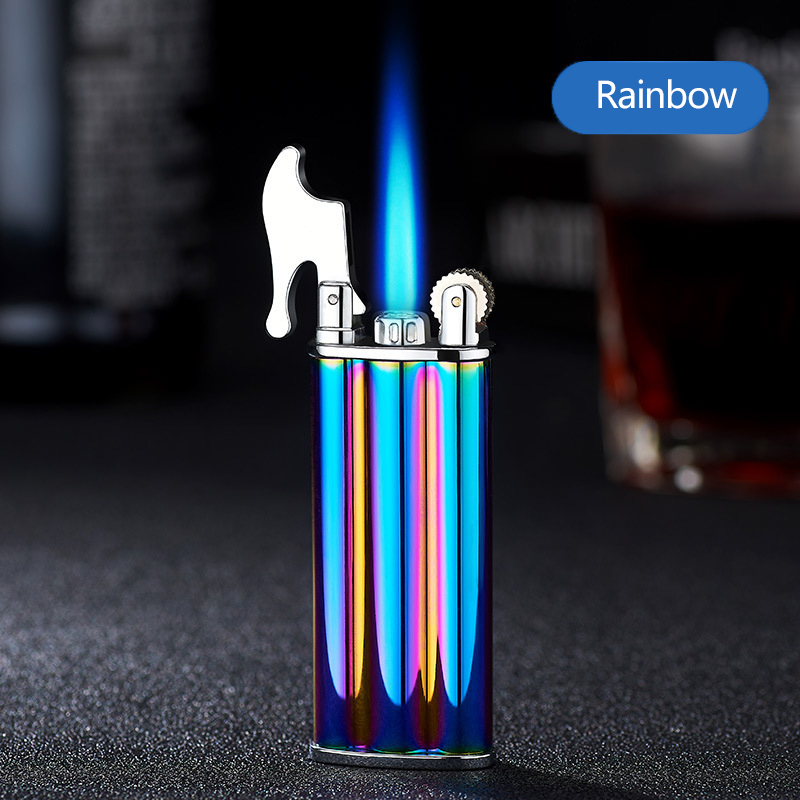 

Windproof Flint Grinding Wheel Torch Lighters Metal Gas Jet Butane Inflated Press Ignite Cigarettes Lighter Smoking Accessories