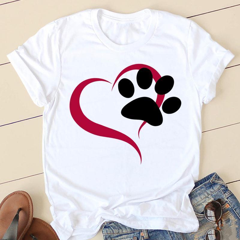 Women Star Dog Paw Funny Tshirts Lady Fashion Clothing Short Sleeve Cartoon Clothes Spring Summer Female Tee Graphic Tshirt 220527