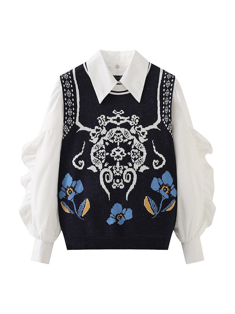 Women' Sweaters Autumn Style Fake Two-piece Knitted Sweater Pullover Lady Casual Turn-down Collar Long Sleeve PulloverWomen, Main graph color
Women' Sweaters Autumn Style Fake Two-piece Knitted Sweater Pullover Lady Casual Turn-down Collar Long Sleeve PulloverWomen, Main graph color