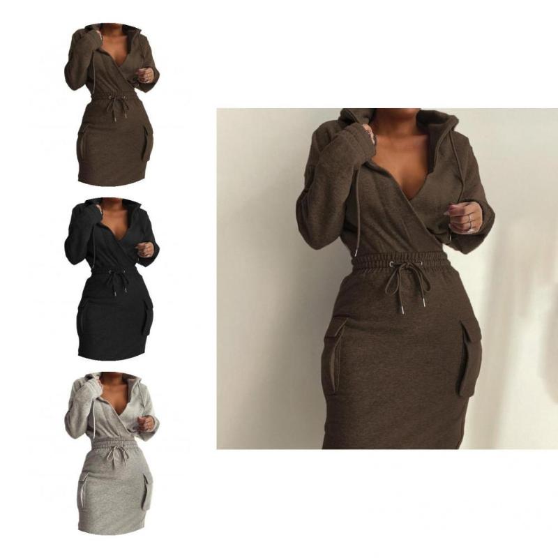 Two Piece Dress Female 1 Set Pure Color Pullover Lace-up Skirt Ladies Women Blouse Hooded For Travel, Black
Two Piece Dress Female 1 Set Pure Color Pullover Lace-up Skirt Ladies Women Blouse Hooded For Travel, Black