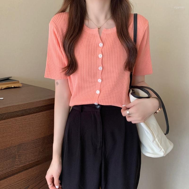 Women's Knits & Tees Short Sleeve Button Front Ribbed Cardigan Women Summer Knitted Top Black White Purple Pink Blue Thin SweaterWomen's Olg
Women's Knits & Tees Short Sleeve Button Front Ribbed Cardigan Women Summer Knitted Top Black White Purple Pink Blue Thin SweaterWomen's Olg